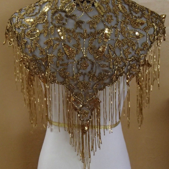 Scala Accessories - Vintage Scala Beaded & Sequined Capelet Wrap